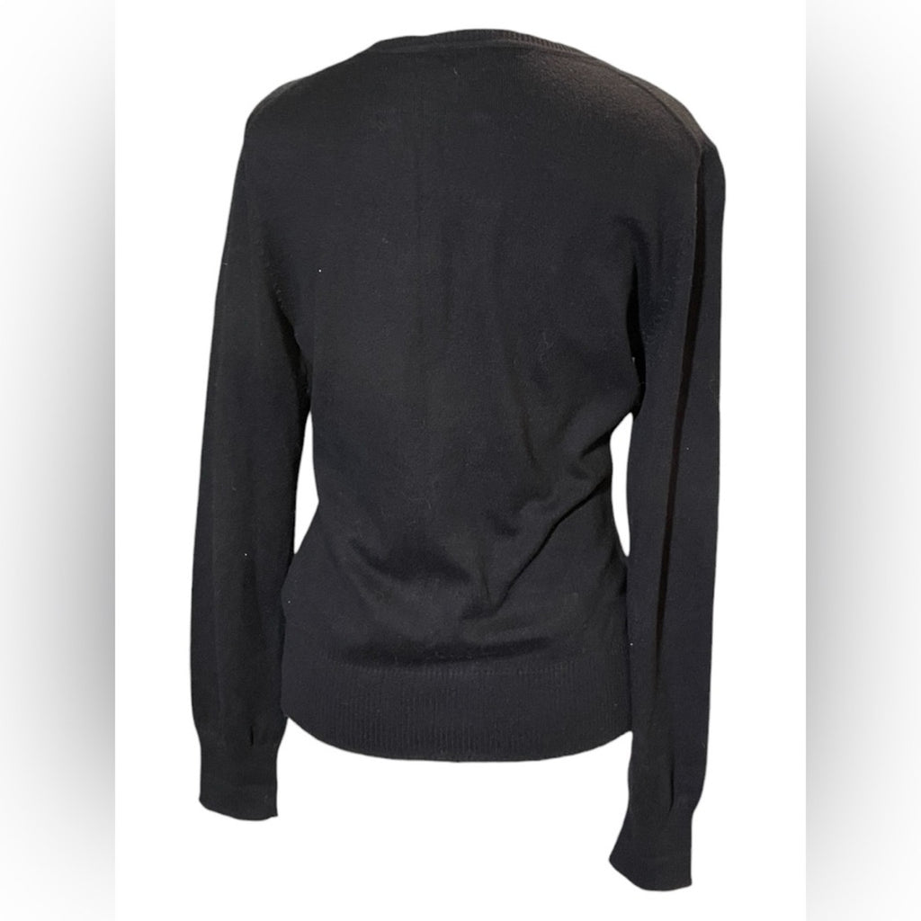 Tommy‎ Hilfger Cardigan Sweater Black Cotton Cashmere Blend Women's M