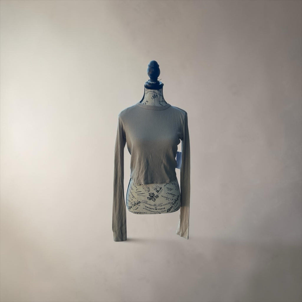 Cotton Citizen Verona Ribbed Long Sleeve Crop Top, Size Large New