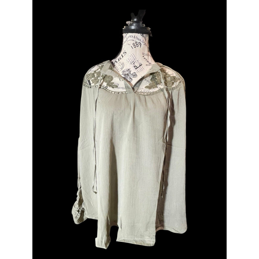 Hayden Olive Green Sheer Blouse, Small-Medium - NWT