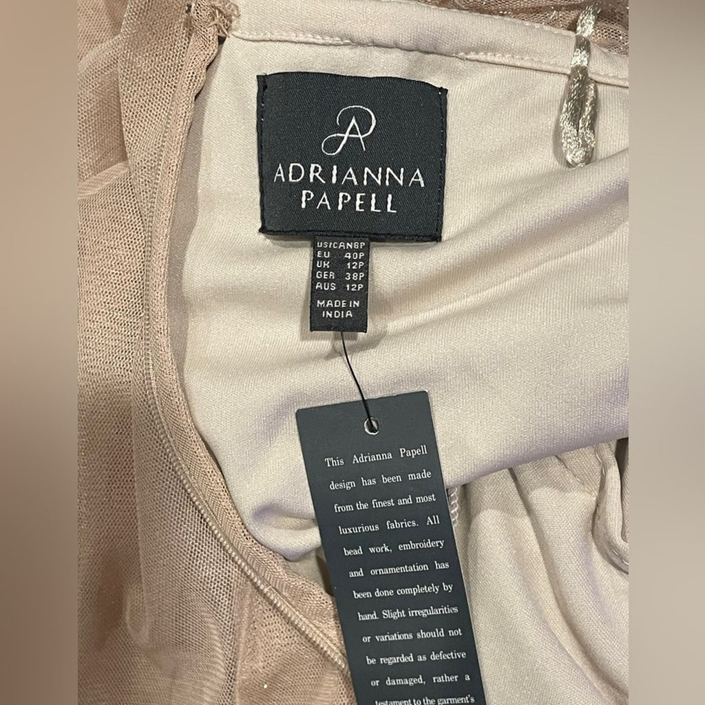Adrianna Papell Elegant Cream Beaded Evening Gown NWT 12p