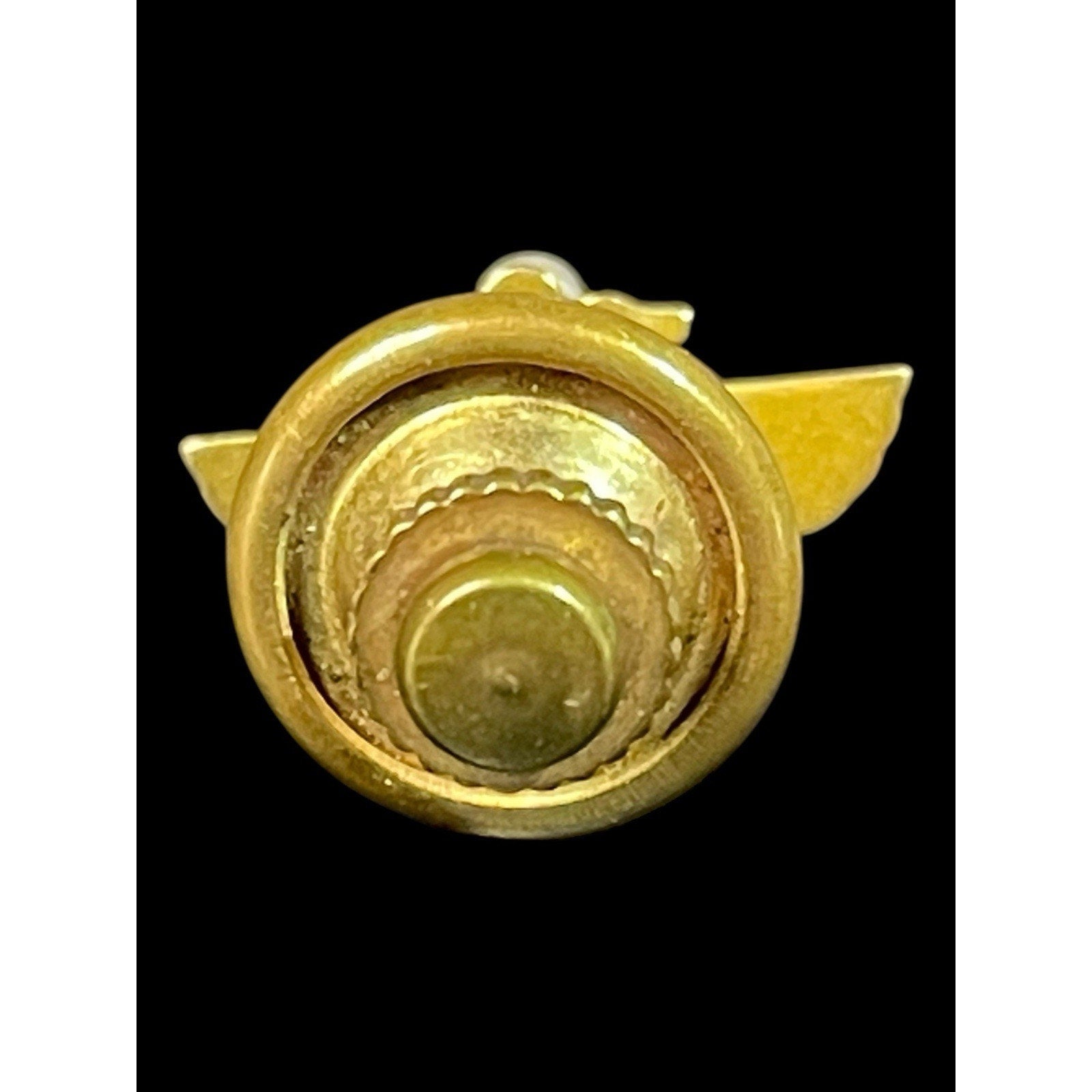 Antique 14k Yellow Gold Double Swan Lapel Tack with Blue Topaz and Pearl”