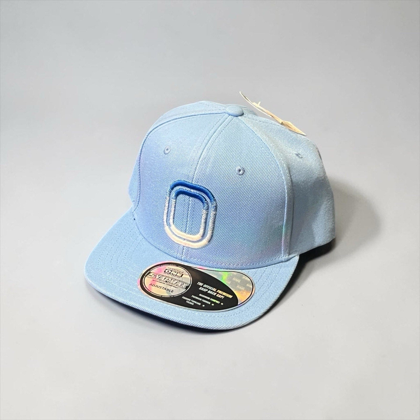 Overtime Adult Flat Brim Snapback 3D Ombre Embroidery Logo Baseball Hat - Blue