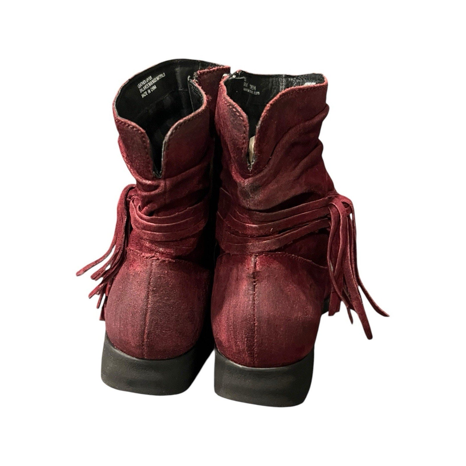 Born Cross Amarena Distressed Leather Ankle Boots Burgundy Women’s 9.5 M New