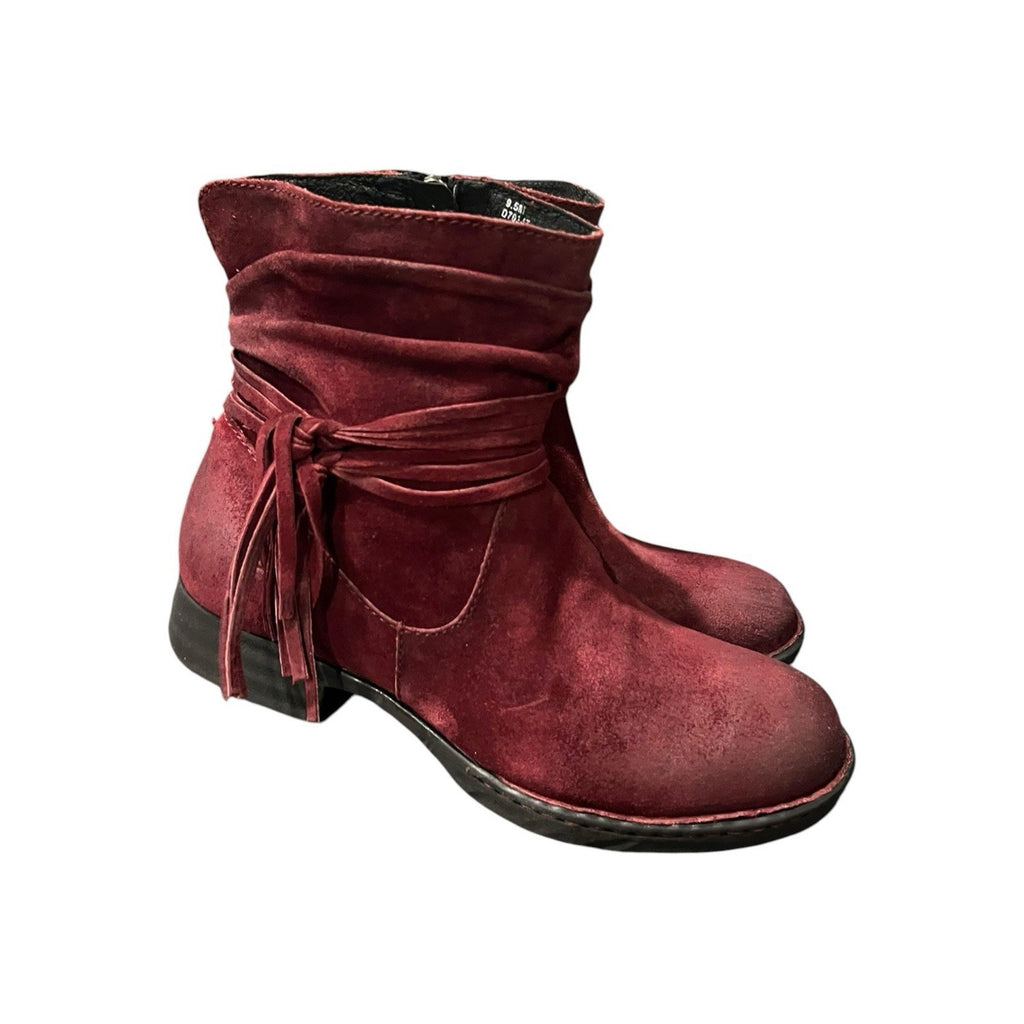 Born Cross Amarena Distressed Leather Ankle Boots Burgundy Women’s 9.5 M New