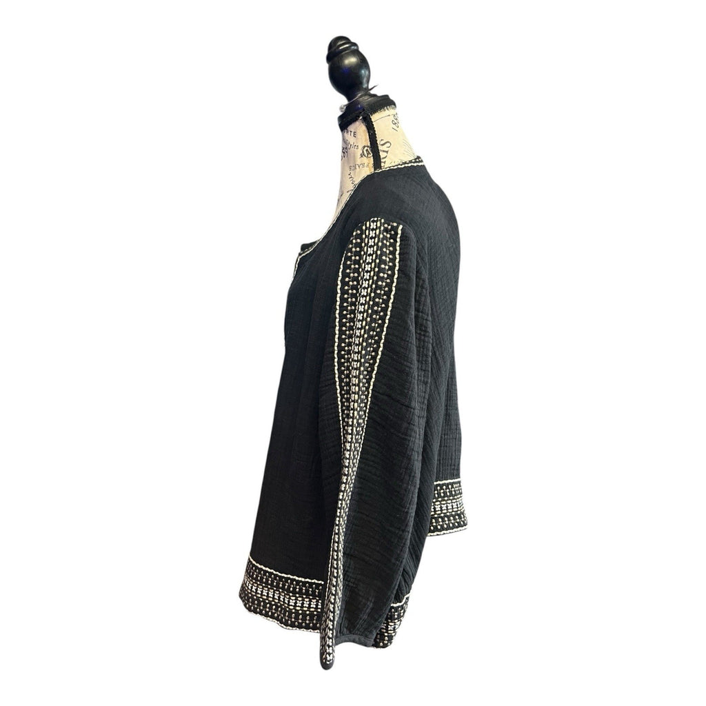 J. Jill Pure Jill embroidered cotton gauze black jacket Women’s 2X New