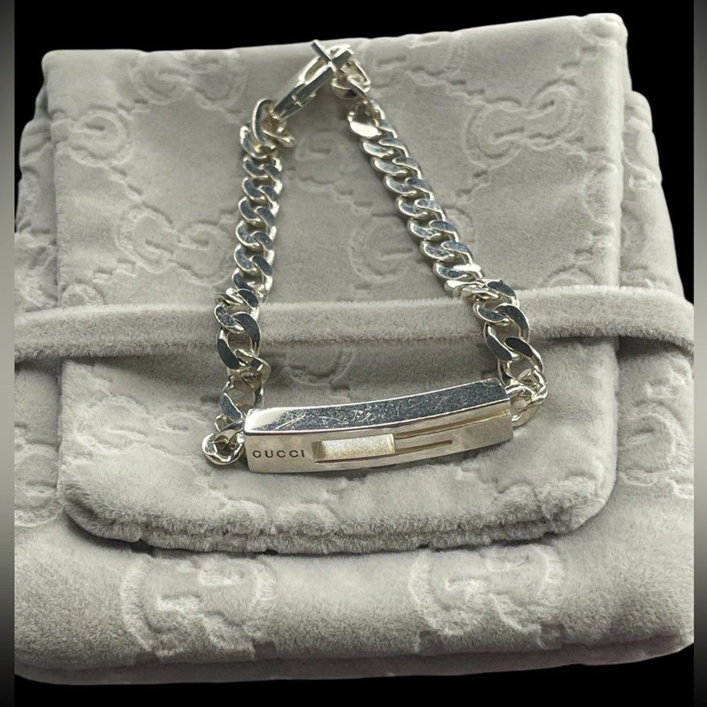 Gucci Silver-Tone Chain Bracelet with COA