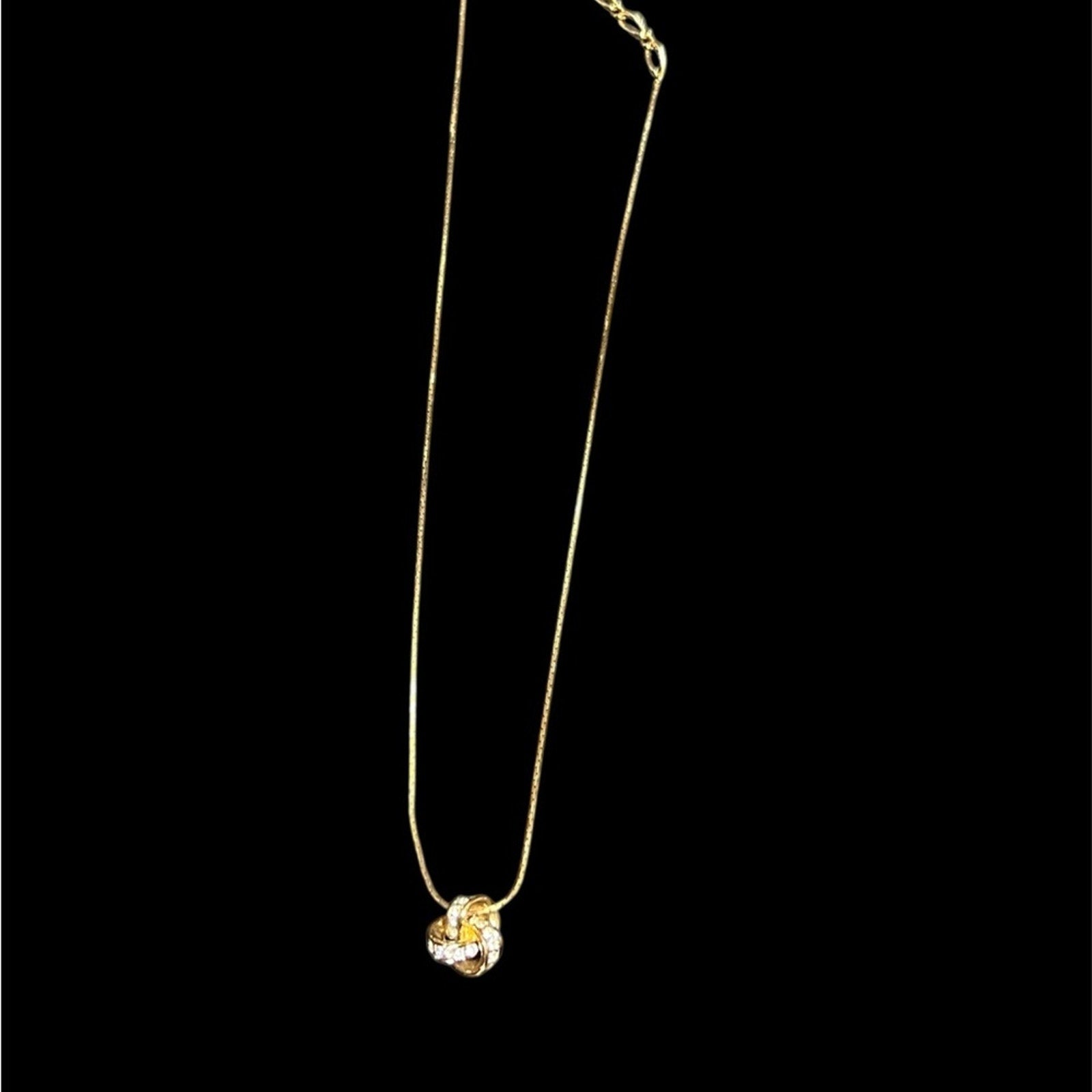 Yves Saint Laurent Gold tone Crystal Knot 18 in Necklace