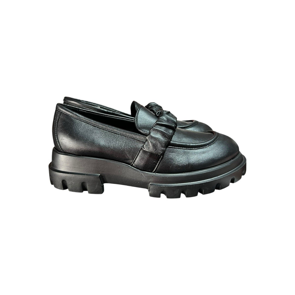 AGL Celeste Leather Platform Lug Loafer Shoes Black Size EU 39.5
