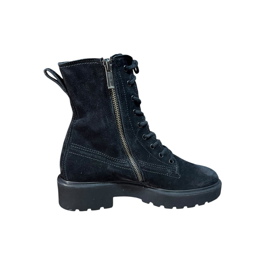 Paul Green Jackson fine suede combat boots Black Shoe Size US 8 E5
