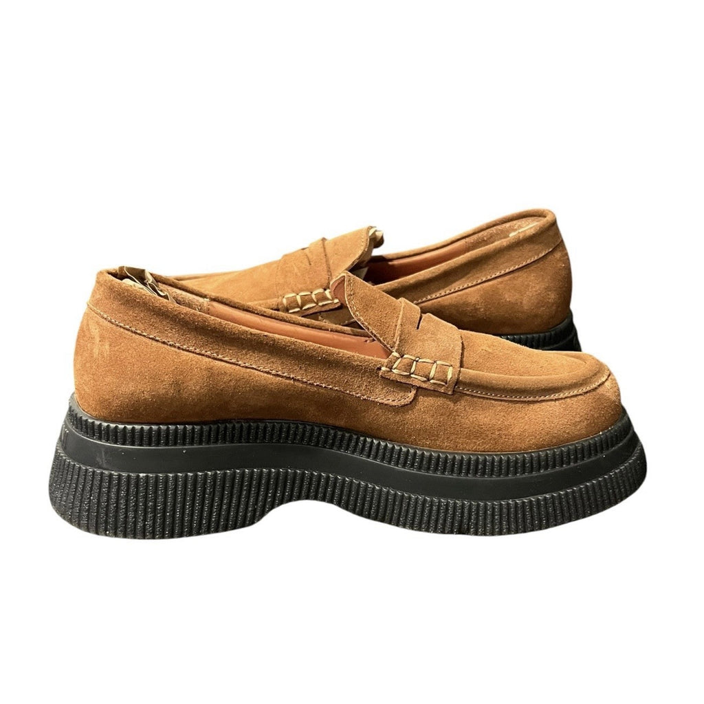 GANNI Creeper Wallaby Men’s platform loafers in a brown suede cognac EU Size 43