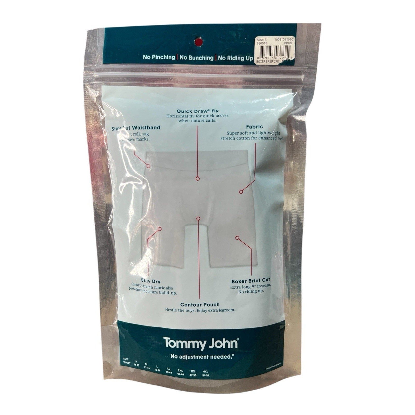 Tommy John Cotton Basics Extra Long 9 In Inseam Boxer Briefs 2 Pack Size S