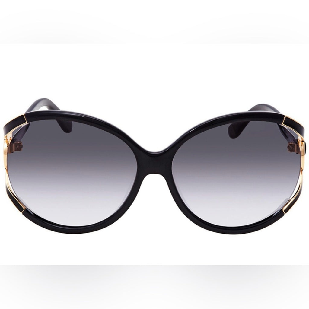 Salvatore Ferragamo Black Oval Sunglasses NIB MSRP $295