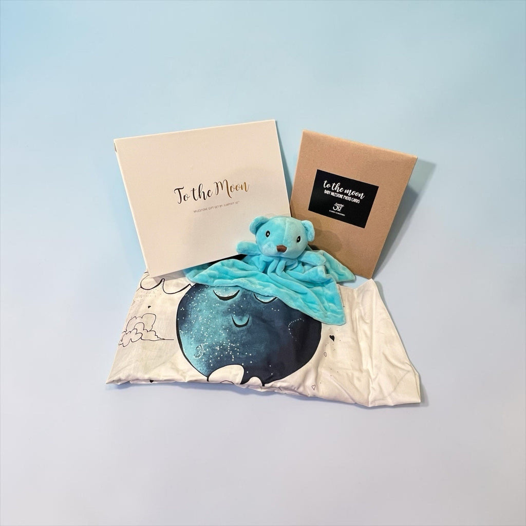 JumpOff Jo "To the Moon" baby milestone gift set