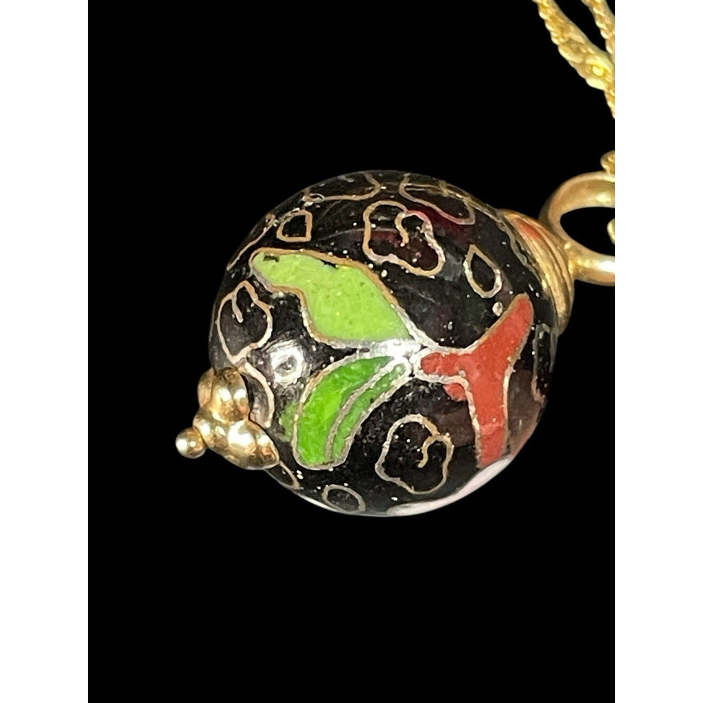 Vintage 14K Gold Cloisonné Colosseum Pendant Necklace Italy JJ Mark 4.3g