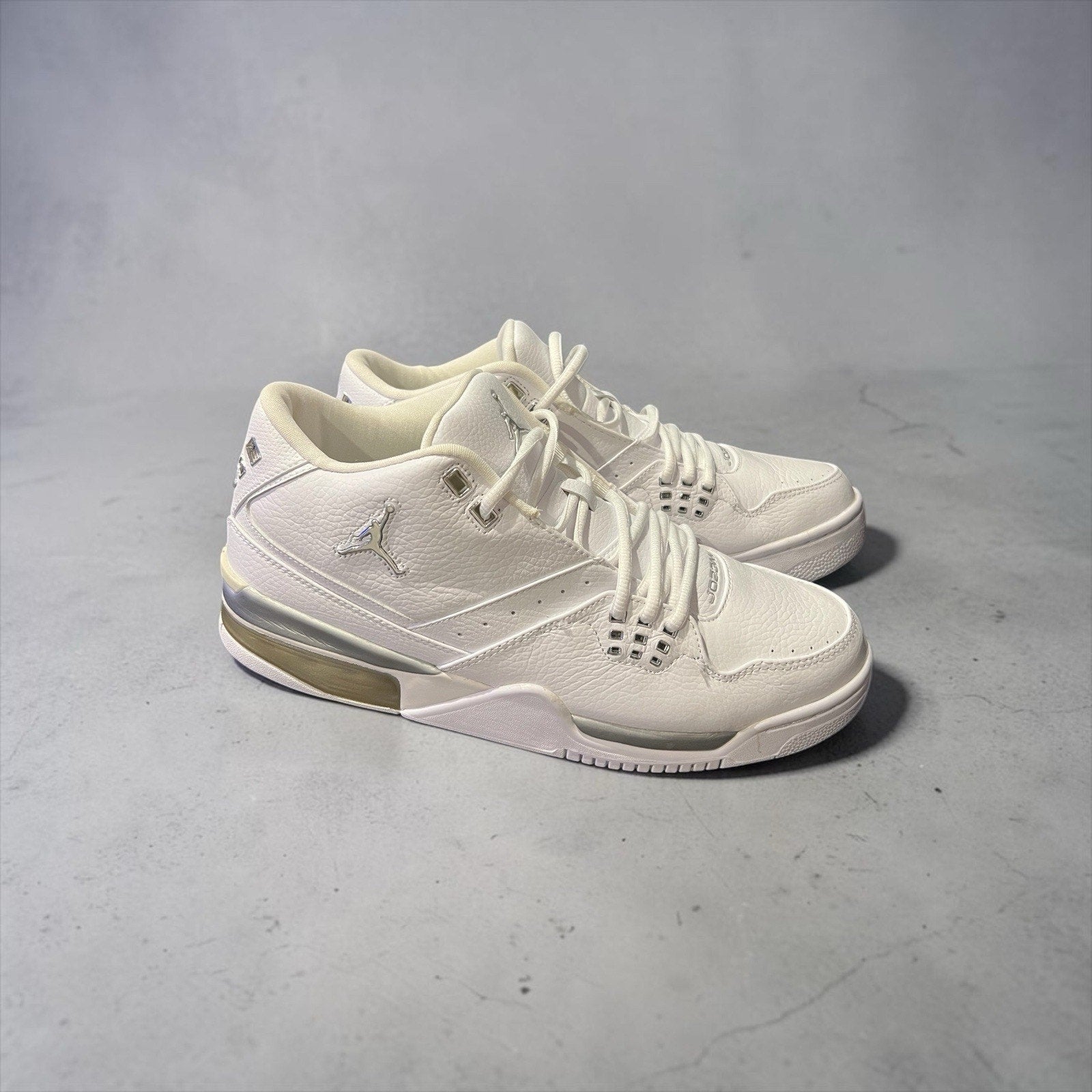 Nike Air Jordan Flight 23 sneakers in white with silver accents Size 12