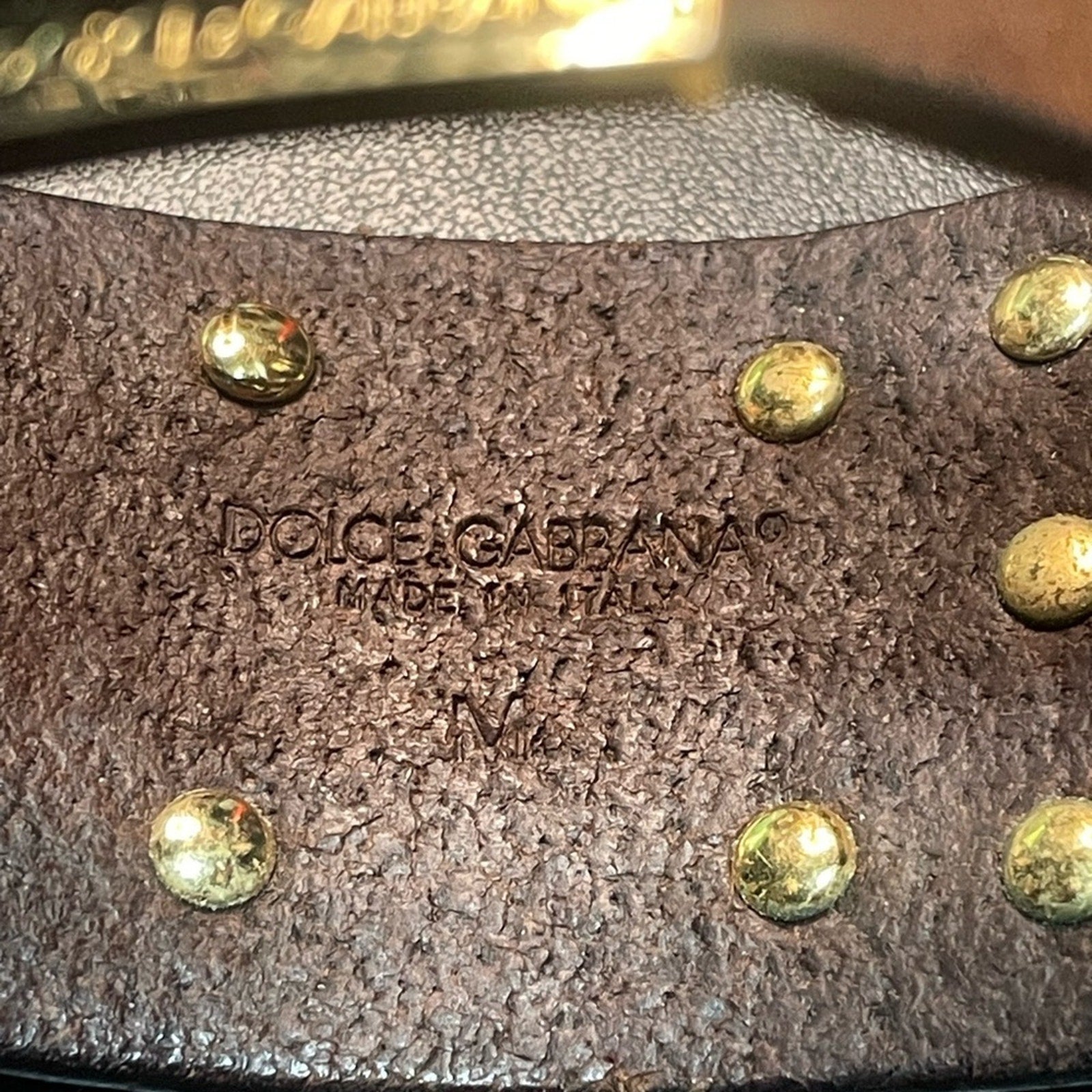 Dolce & Gabbana Brown Leather Wide adjustable buckle bracelet with COA