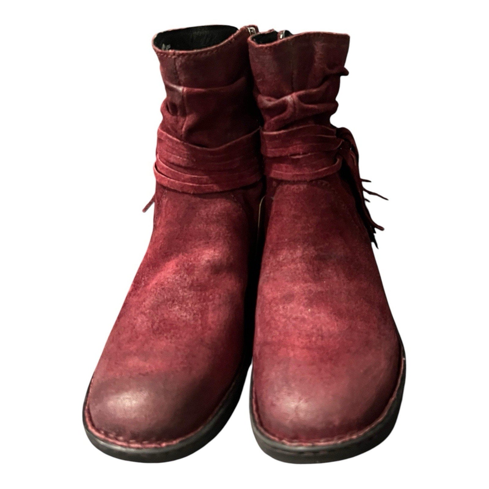 Born Cross Amarena Distressed Leather Ankle Boots Burgundy Women’s 9.5 M New