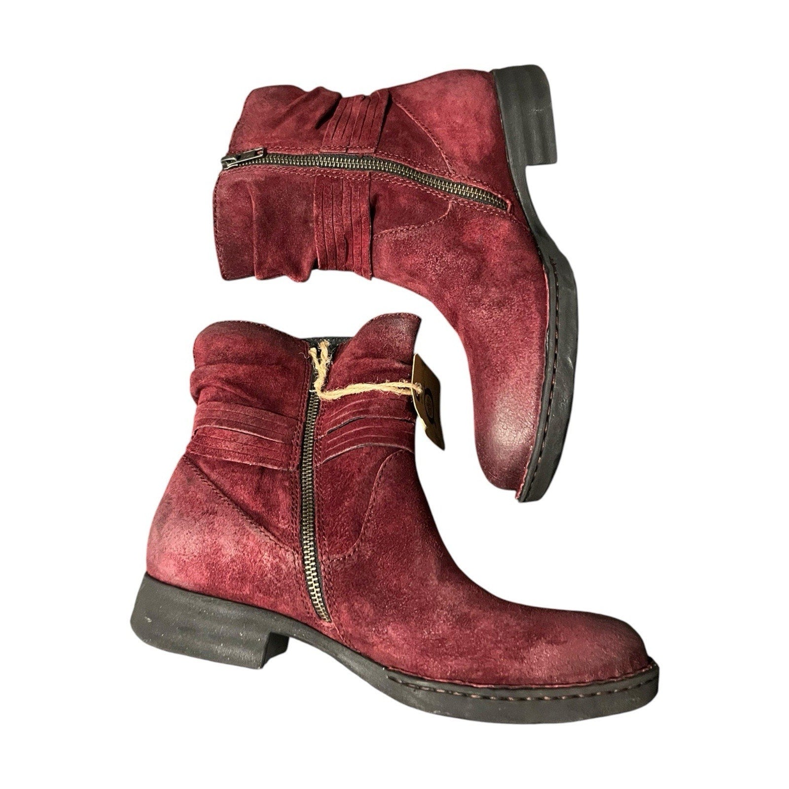 Born Cross Amarena Distressed Leather Ankle Boots Burgundy Women’s 9.5 M New