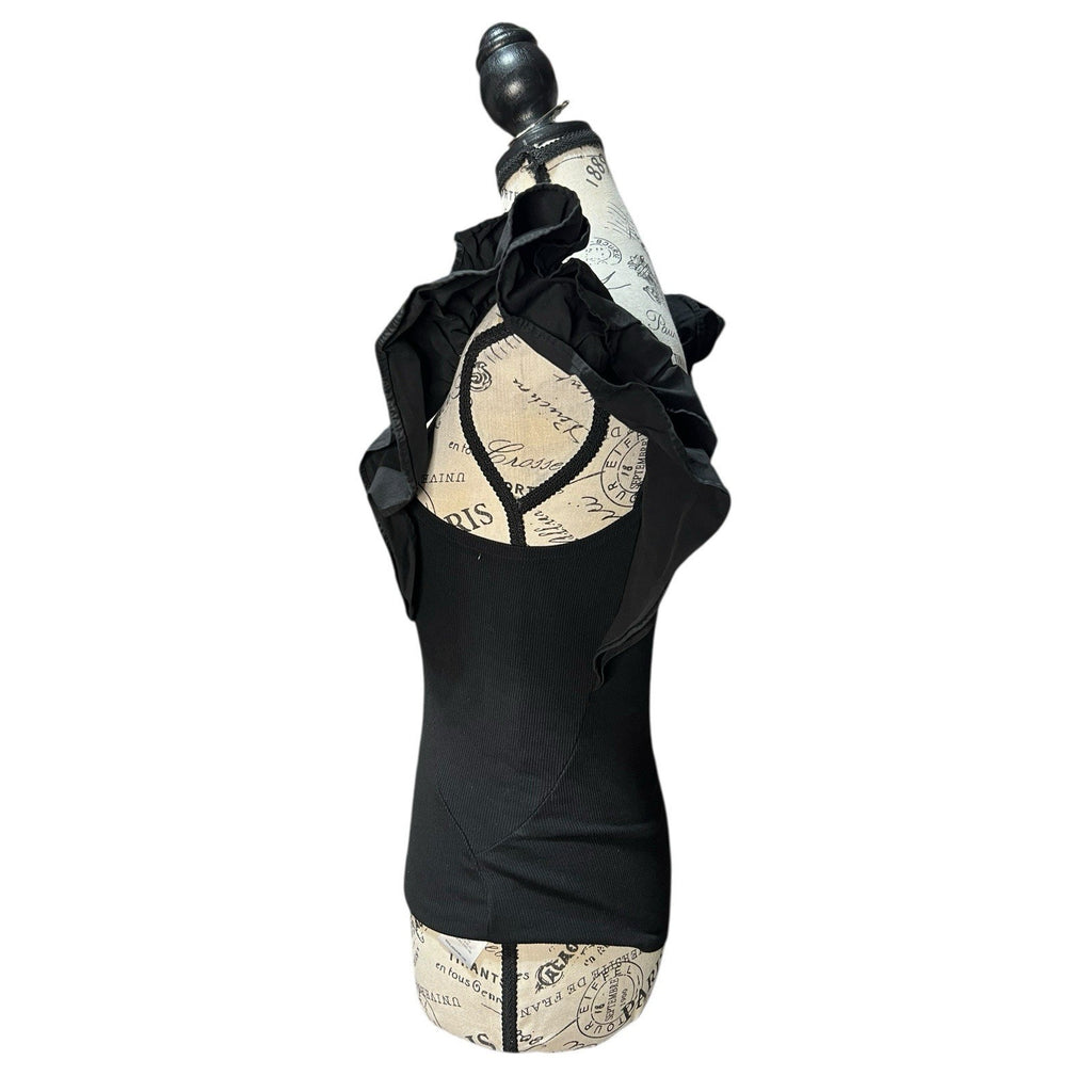 Joe’s Women’s Black Blouse With Ruffle Cap Sleeve Size XS