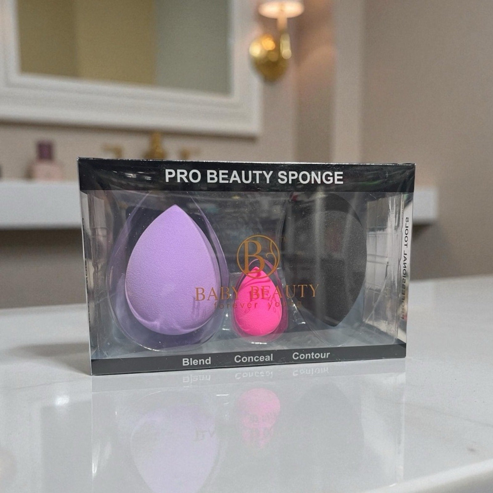 Baby Beauty Pro Beauty Sponge Set - Purple, Pink, Black
