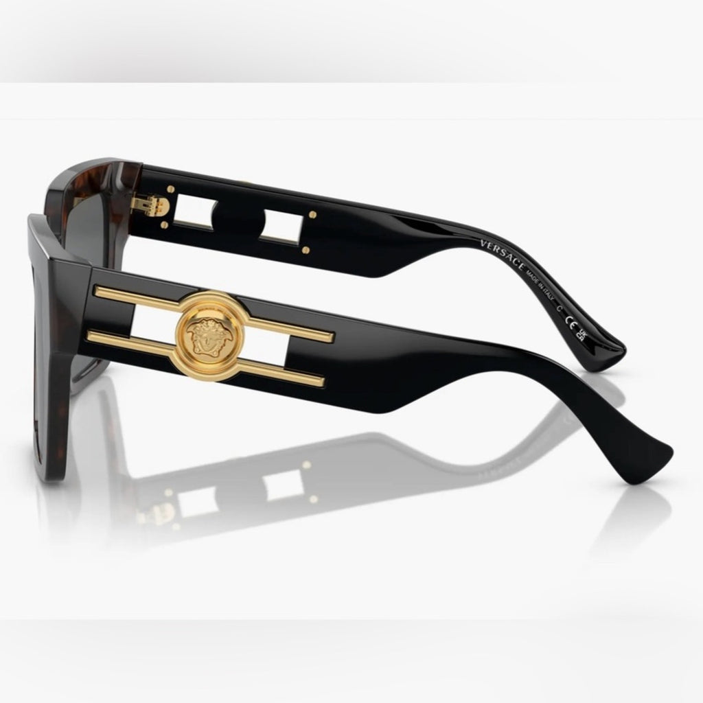 Versace Black Sunglasses with Gold Medusa Detail Havana $520