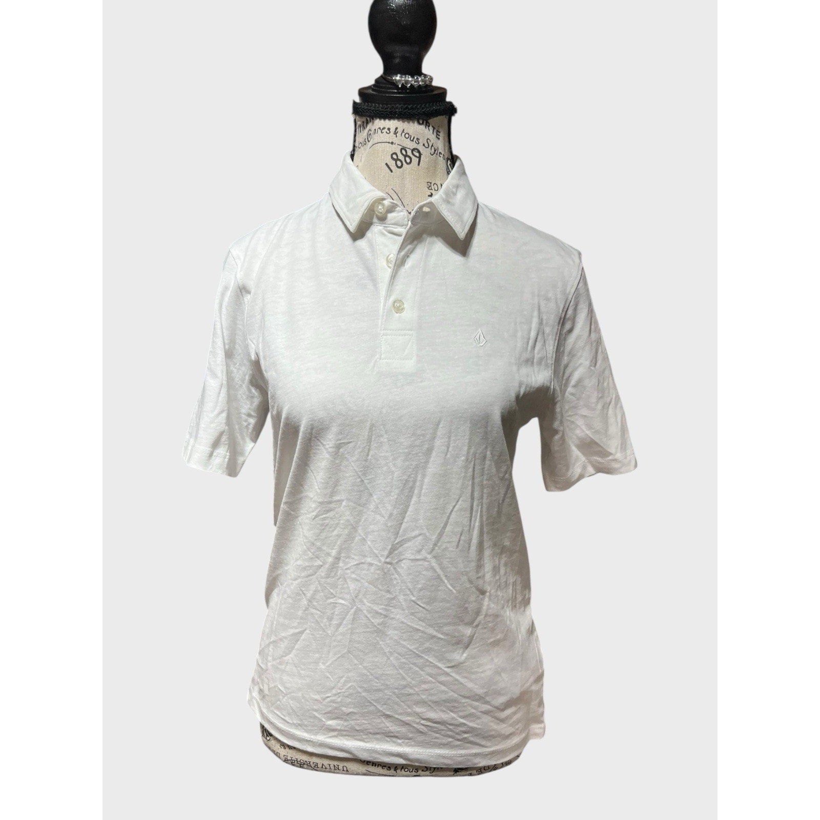 Volcom White Polo Shirt Youth Boys Size M/10Y