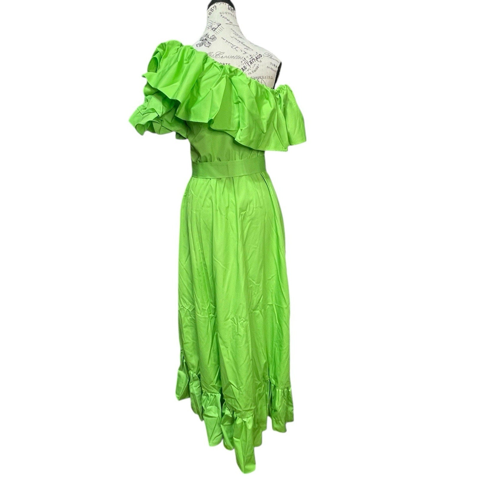 Andre Tan High-Low Maxi Dress – Lime Green, Medium, NWT + Belt
