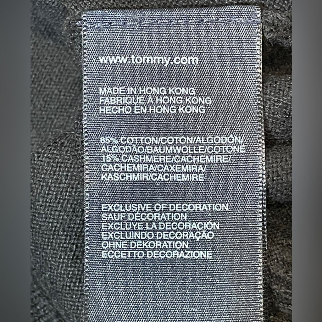 Tommy‎ Hilfger Cardigan Sweater Black Cotton Cashmere Blend Women's M