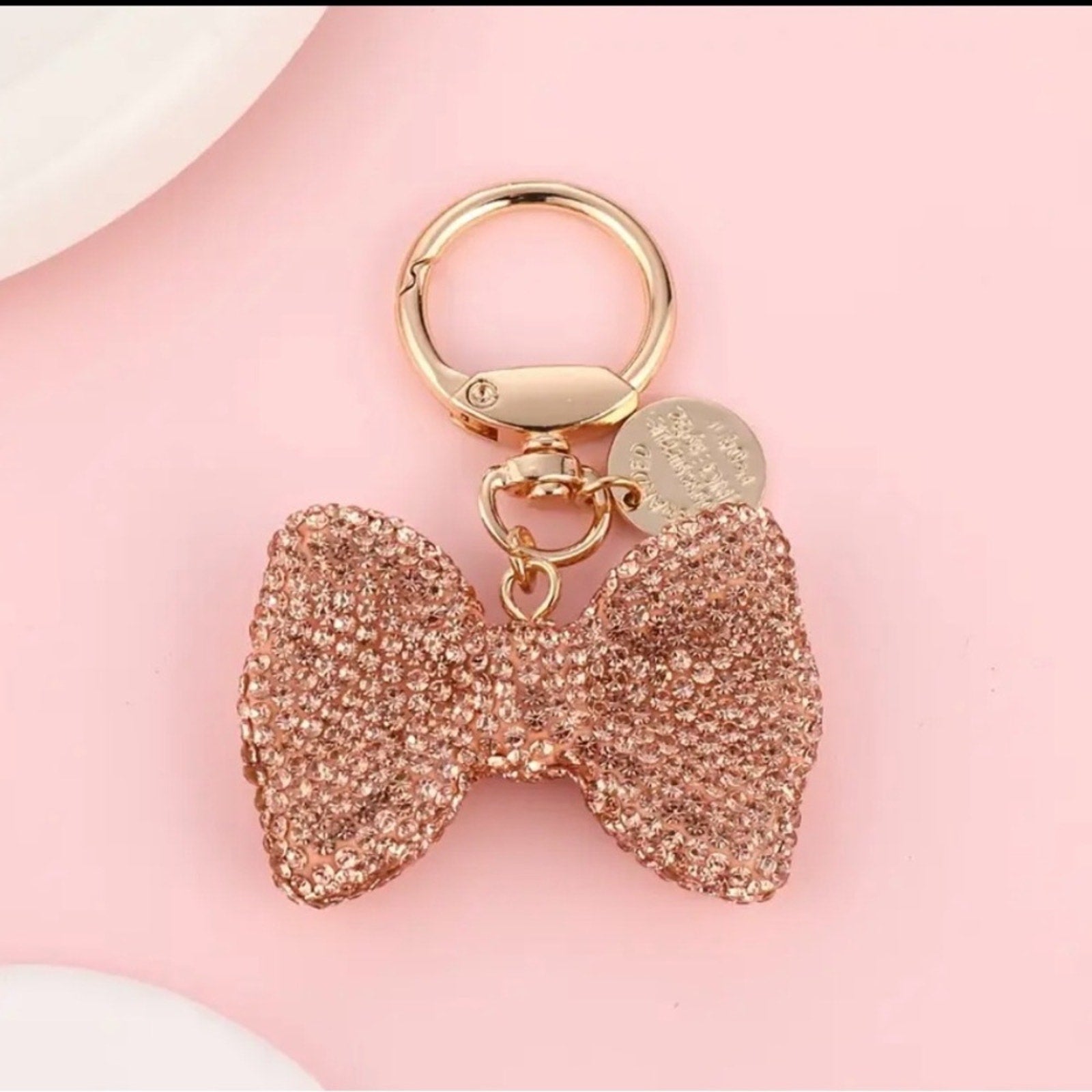 Champagne Glitter Bow Keychain