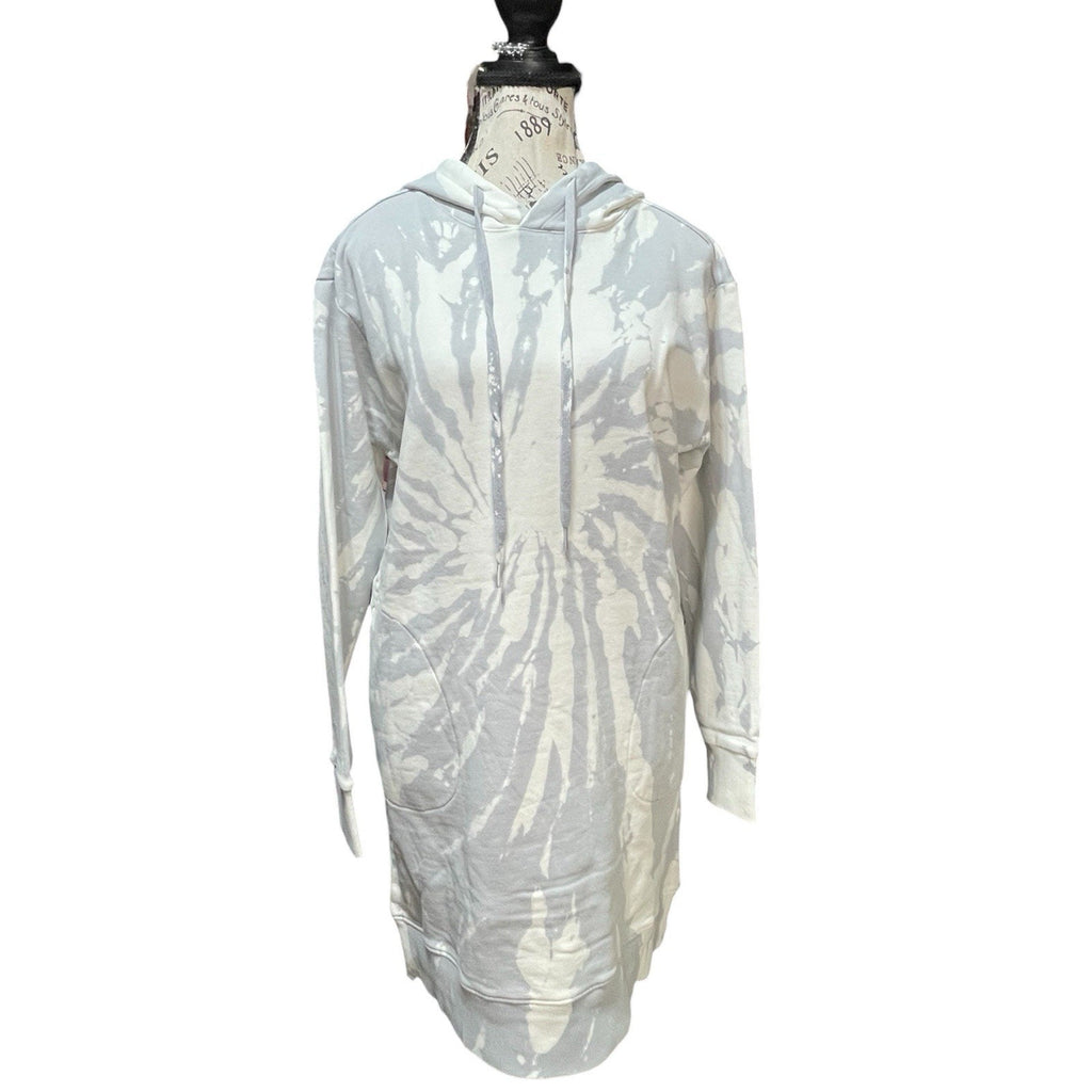 525 Revolve Gray White Hooded Tie-Dye Sweater Dress M NWT