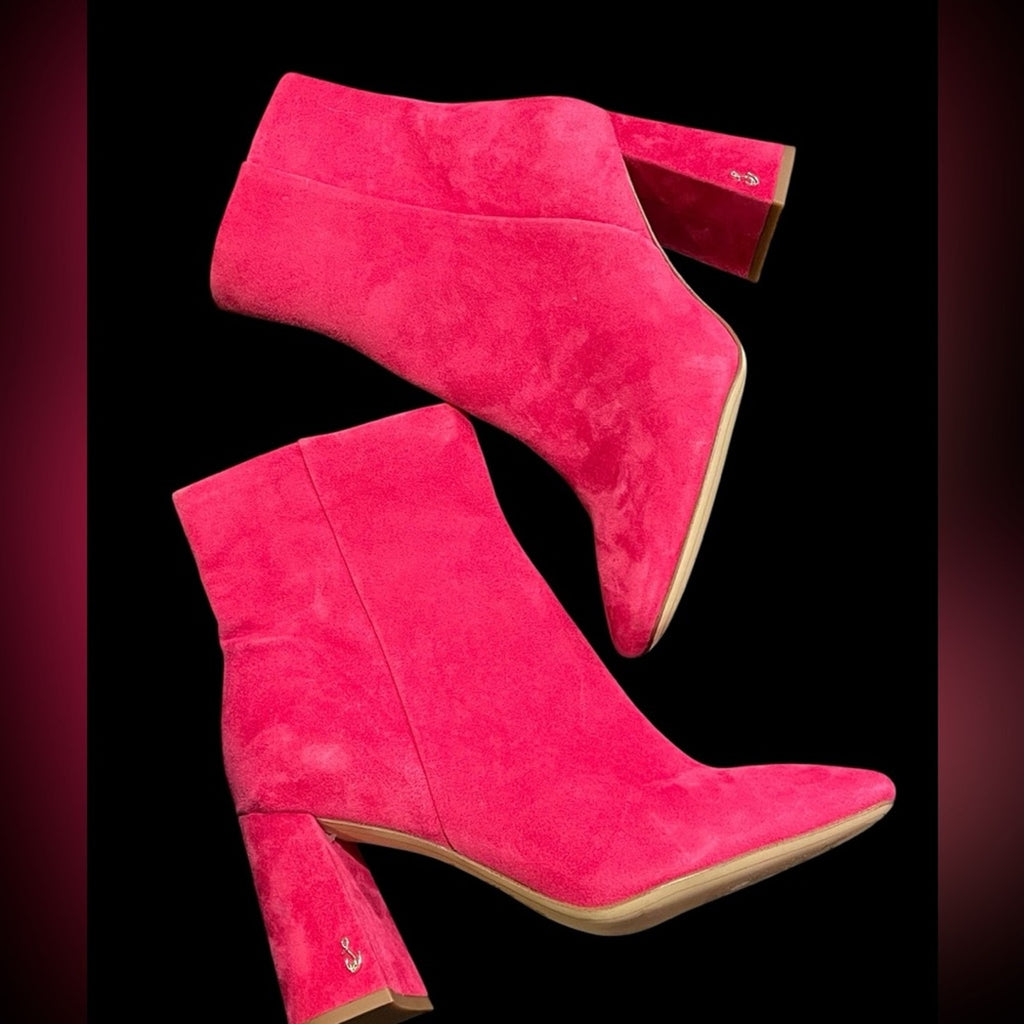 Sam Edelman Vibrant Pink Suede Ankle Boots new No Box Women’s Size 8