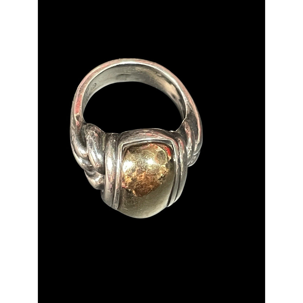 Retired James Avery Dome Ring 925 Sterling And 14k Gold 17.1 Grams Size 7