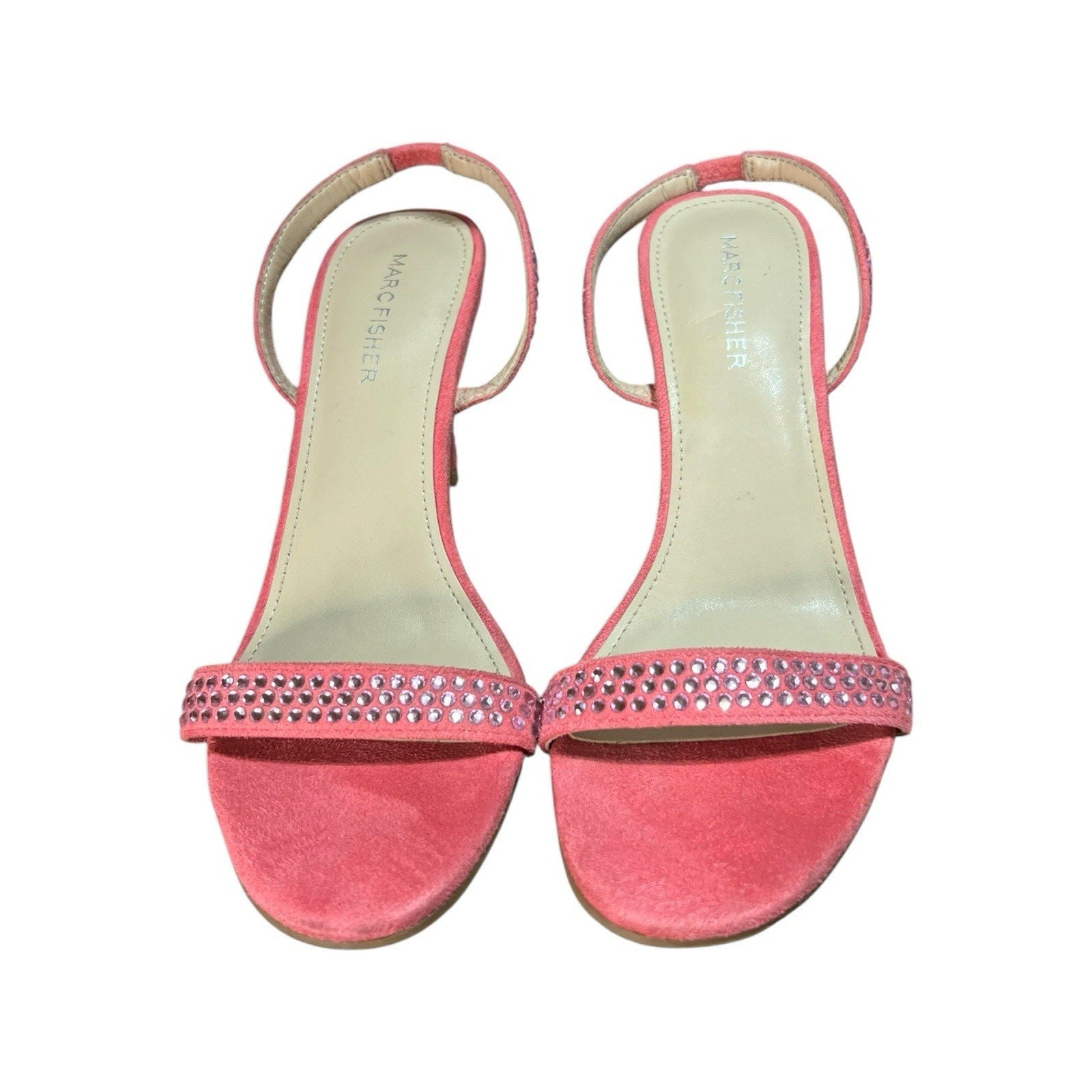 Marc Fisher Betila Rhinestone Embellished Slingback Sandals in a pink color 8M