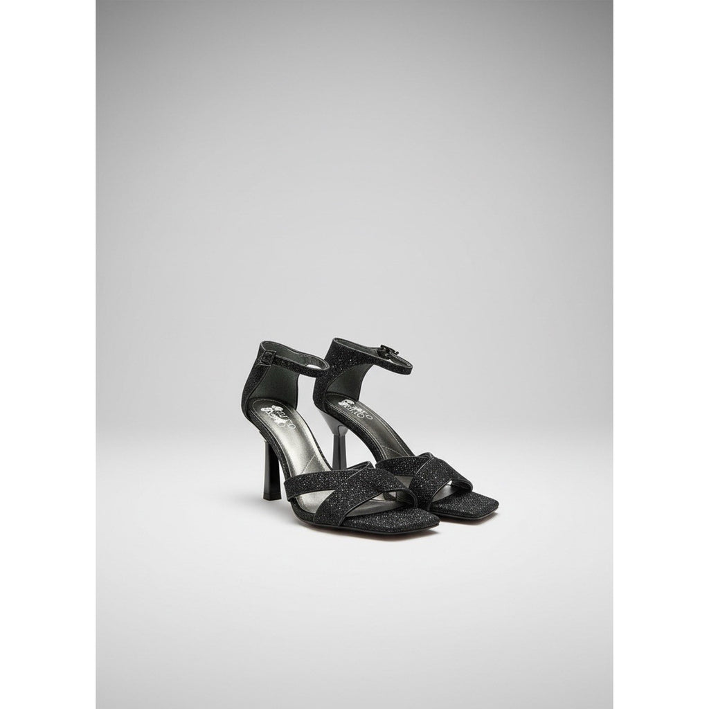 Franco Sarto Rania 2 stiletto cut-out heels in black sparkle glitter US Size 8