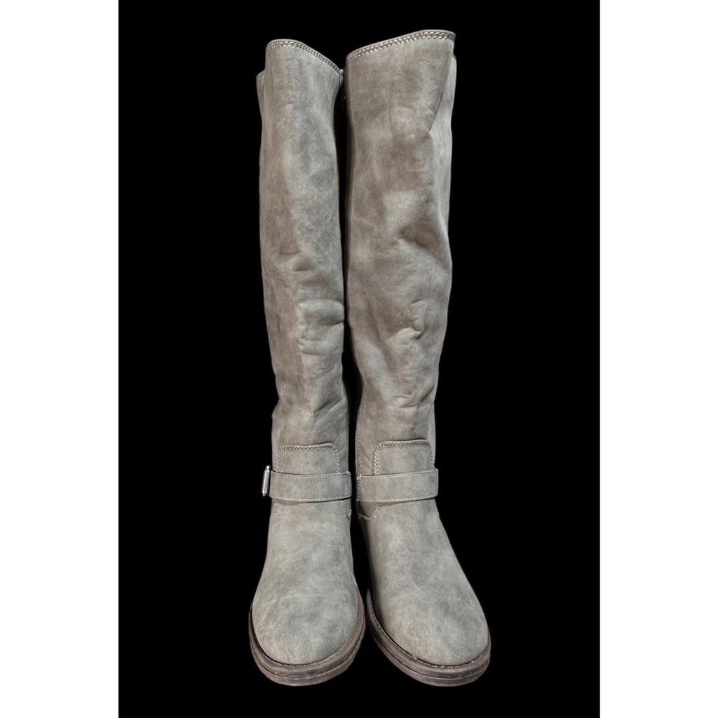 Euro Soft Gray Knee High Lace Up Boots New Size 7M