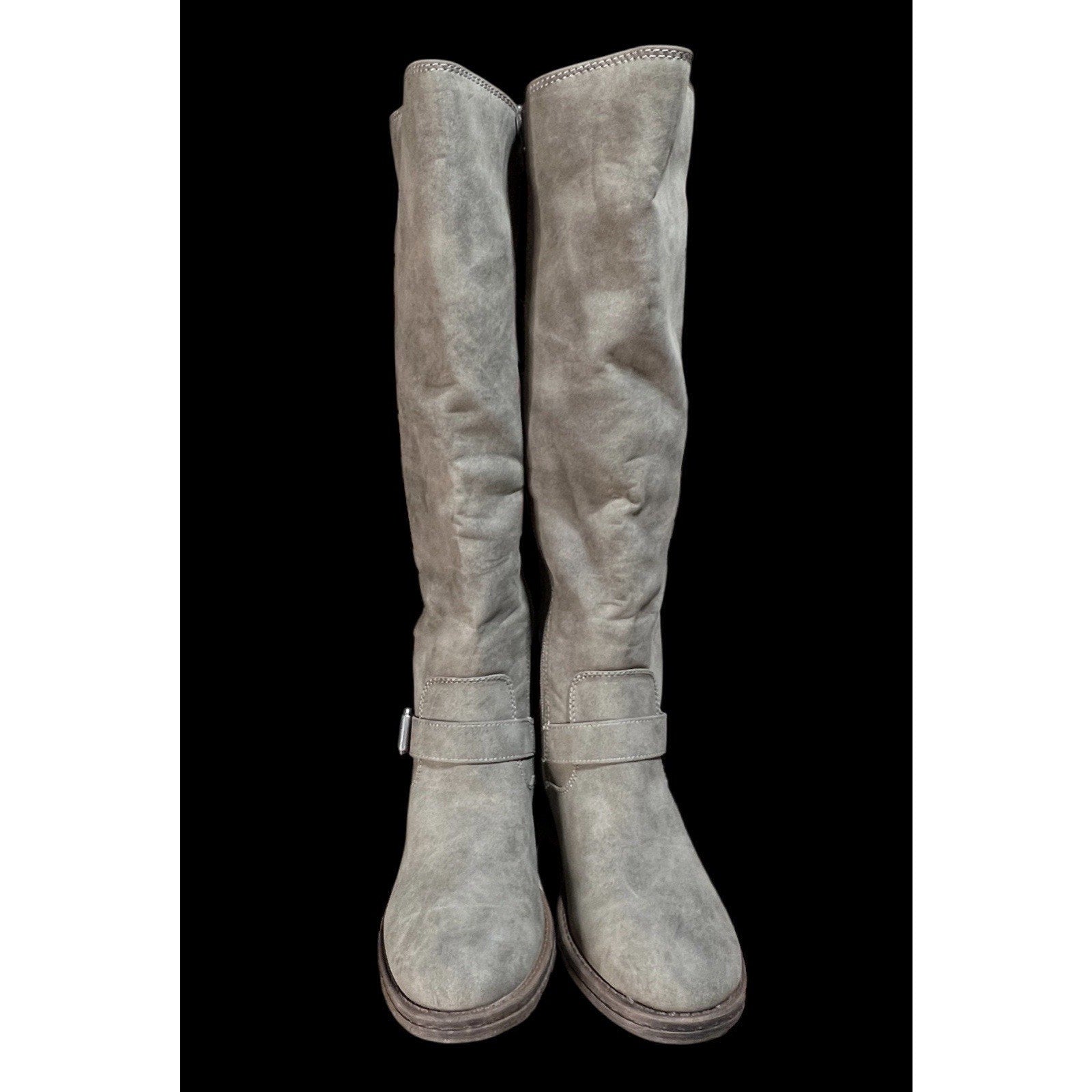 Euro Soft Gray Knee High Lace Up Boots New Size 7M