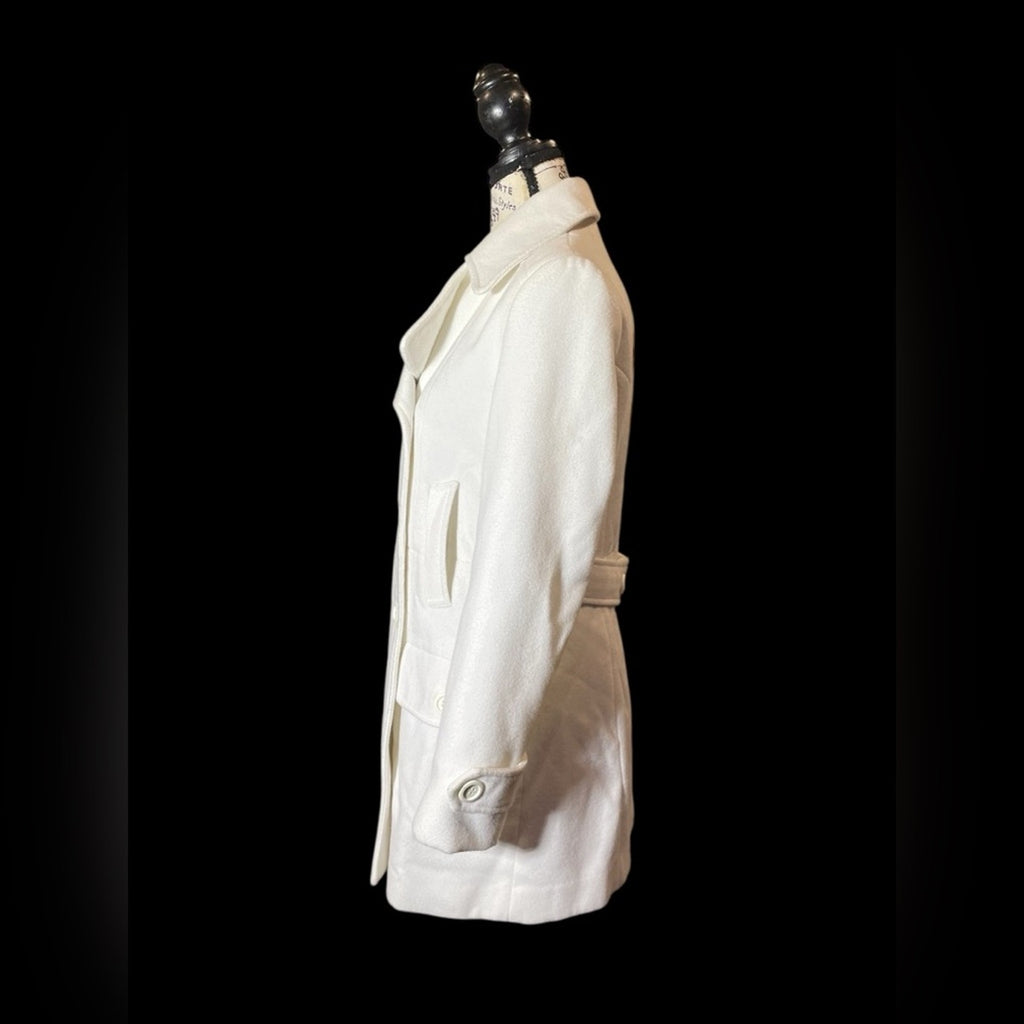 Risskio Ivory Wool-Blend Peacoat, Women's Small, Made in Italy.