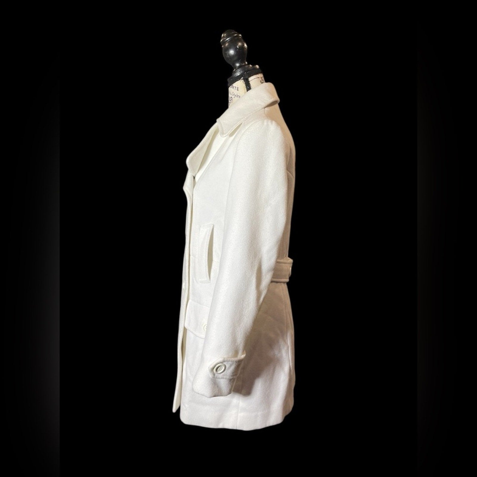 Risskio Ivory Wool-Blend Peacoat, Women's Small, Made in Italy.
