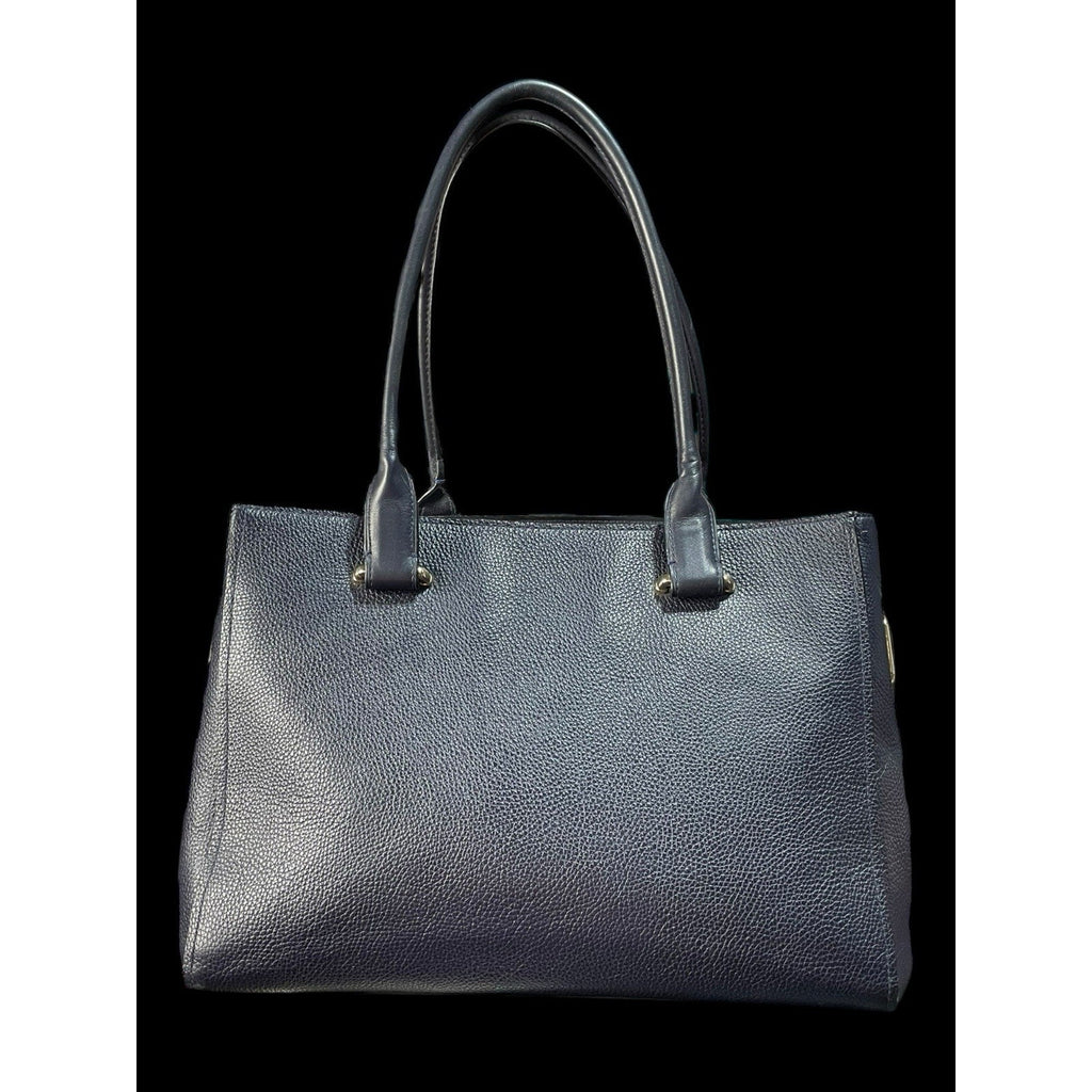 Coach Swagger Shoulder bag in navy Blue pebbled leather.