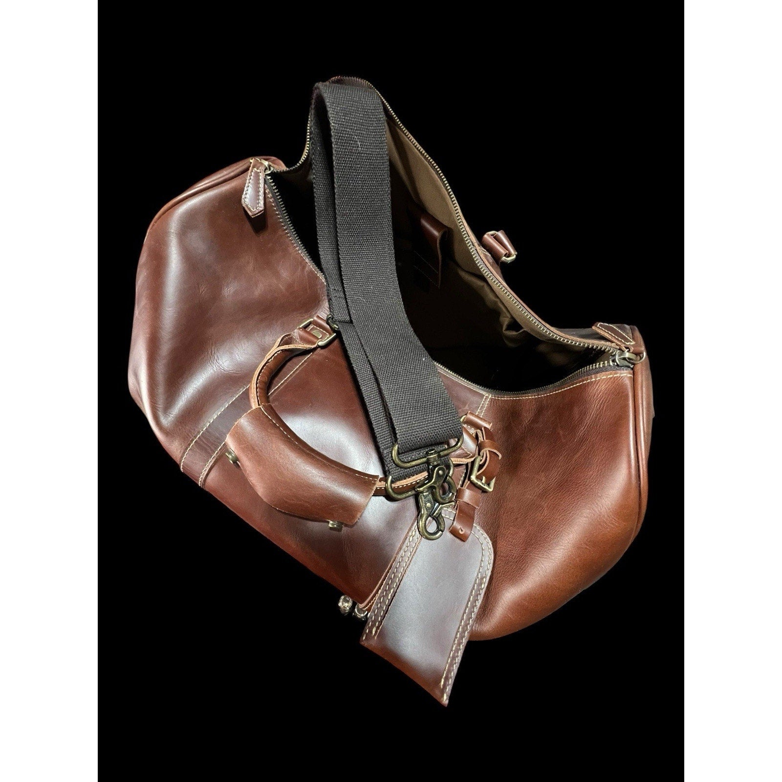 Leather Pilot Style Duffle Bag 19x13x10