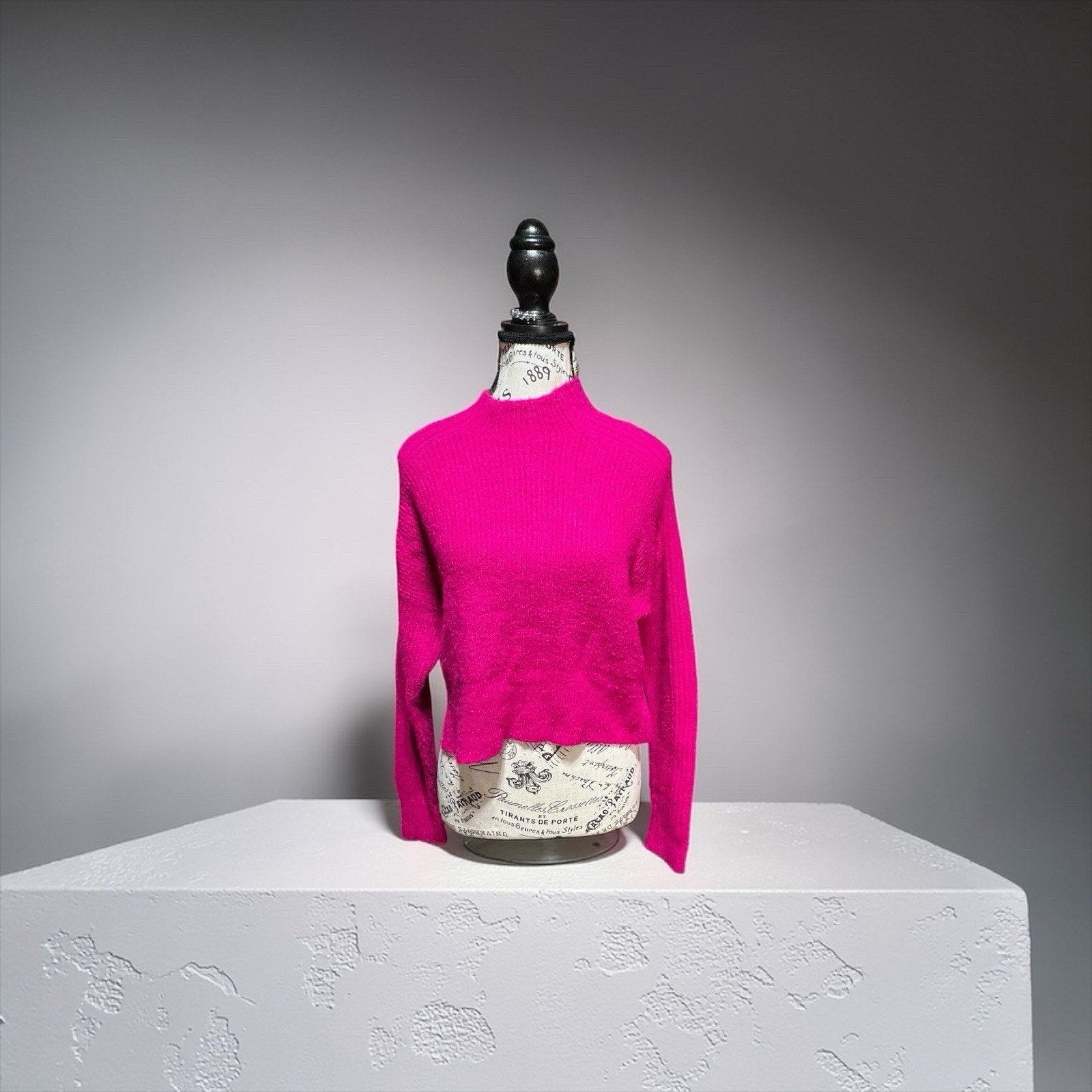 Frame Hot Pink Cropped Knit Sweater Women’s Size XS NWOT