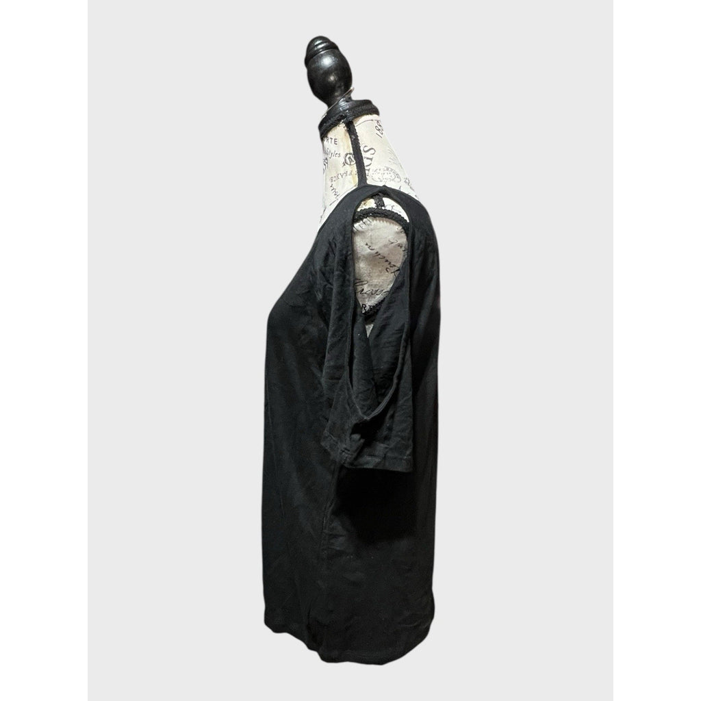 Sanctuary Black Cold Shoulder Tee Shirt Women’s Size XL NEW