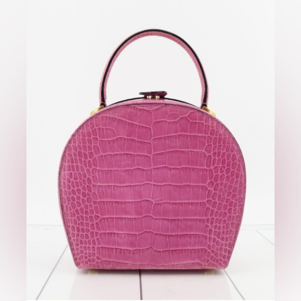 Celine Pink Crocodile-Embossed Women's Hand bag