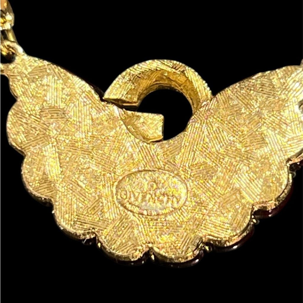 Givenchy Gold Necklace with Maroon Cabochons 14 in Chain