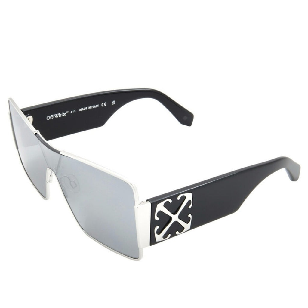 Off White Aspen Silver Mirror Stylish Black and Silver Sunglasses NWT MSRP $465