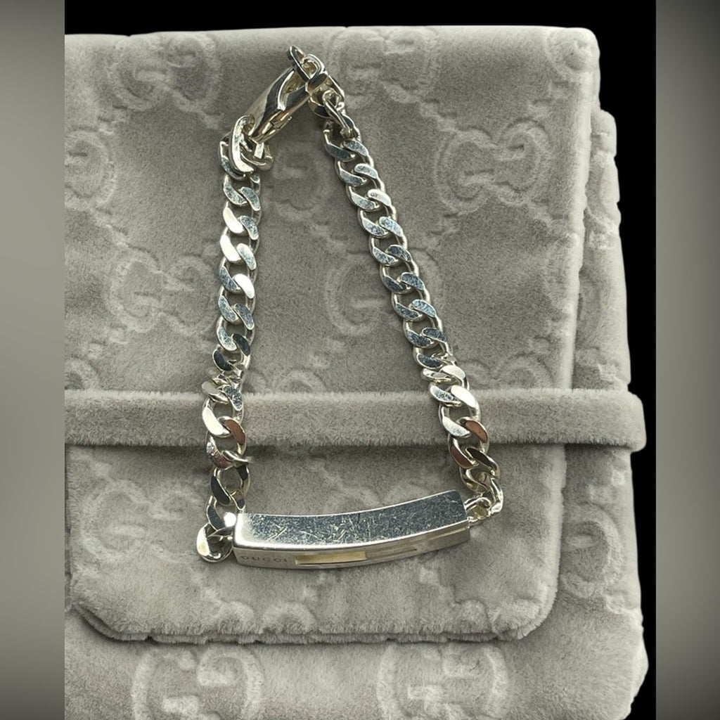 Gucci Silver-Tone Chain Bracelet with COA