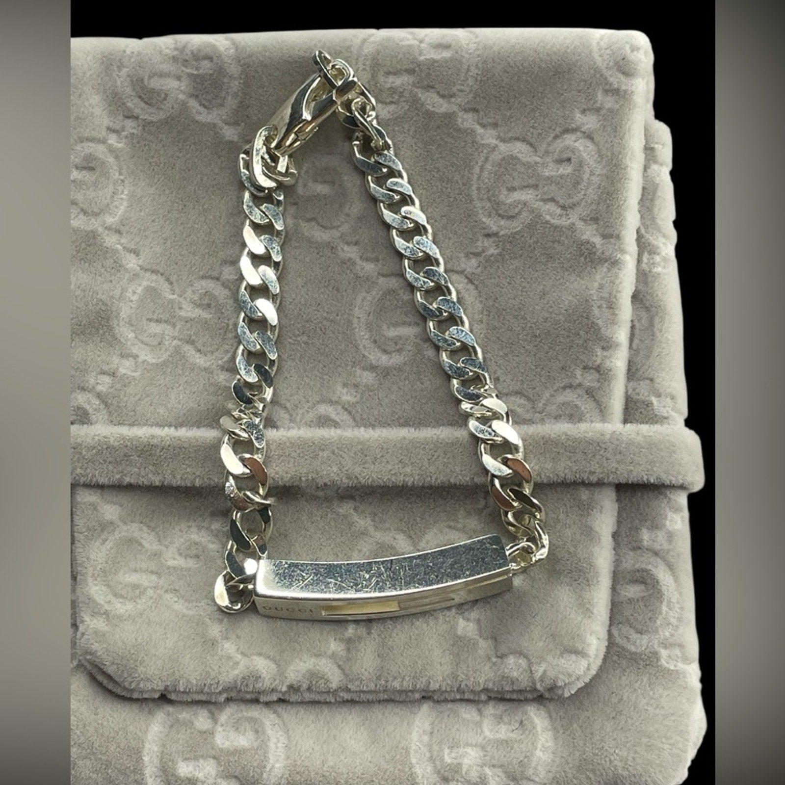 Gucci Silver-Tone Chain Bracelet with COA