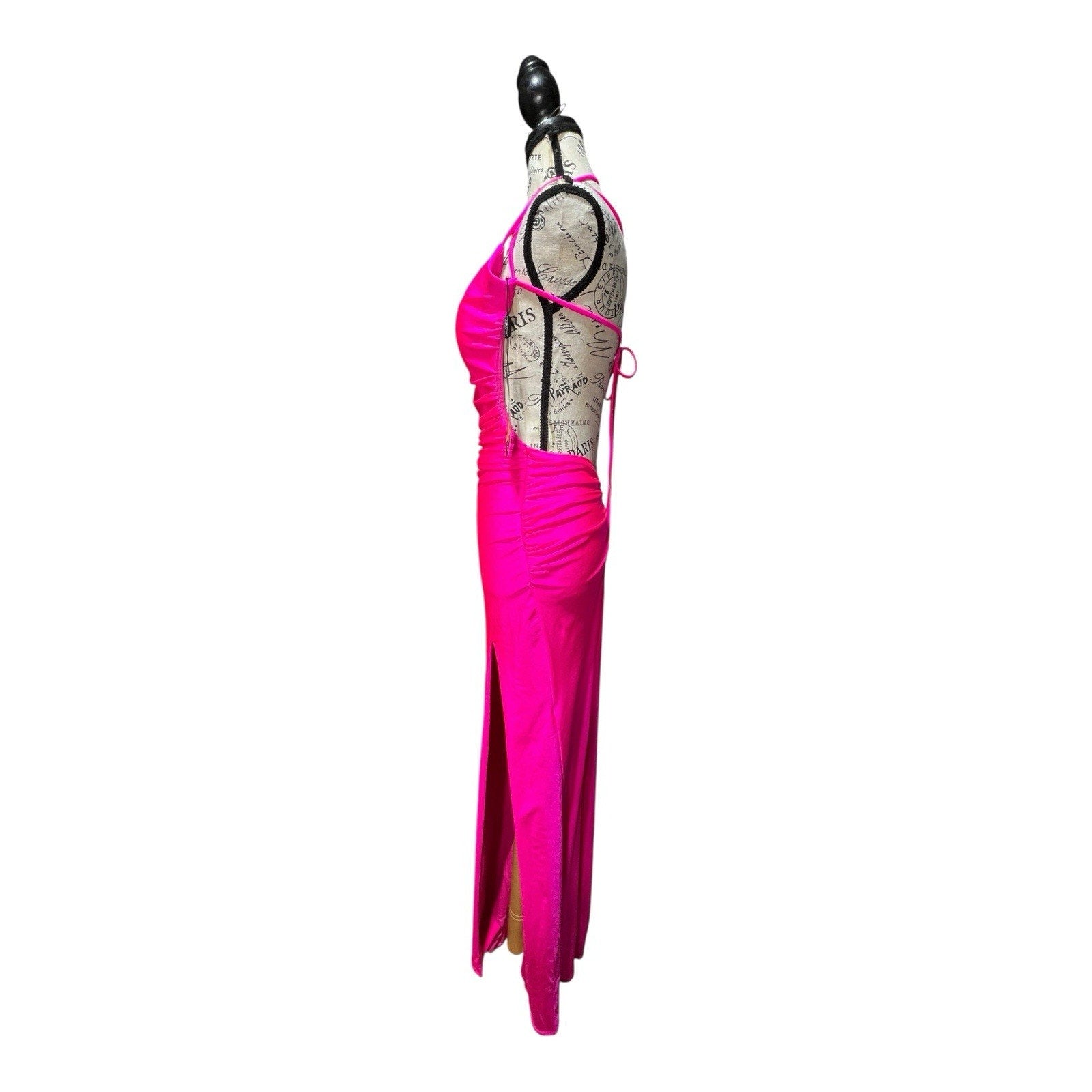 La Femme Hot Pink Body Contour Maxi Dress Size 8 NWT