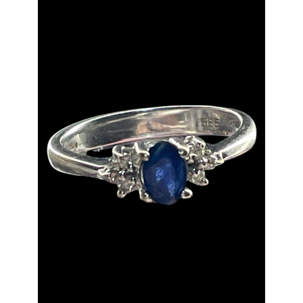 Levian 14k White Gold Blue Sapphire And Diamond Accent Ring Size 6.5