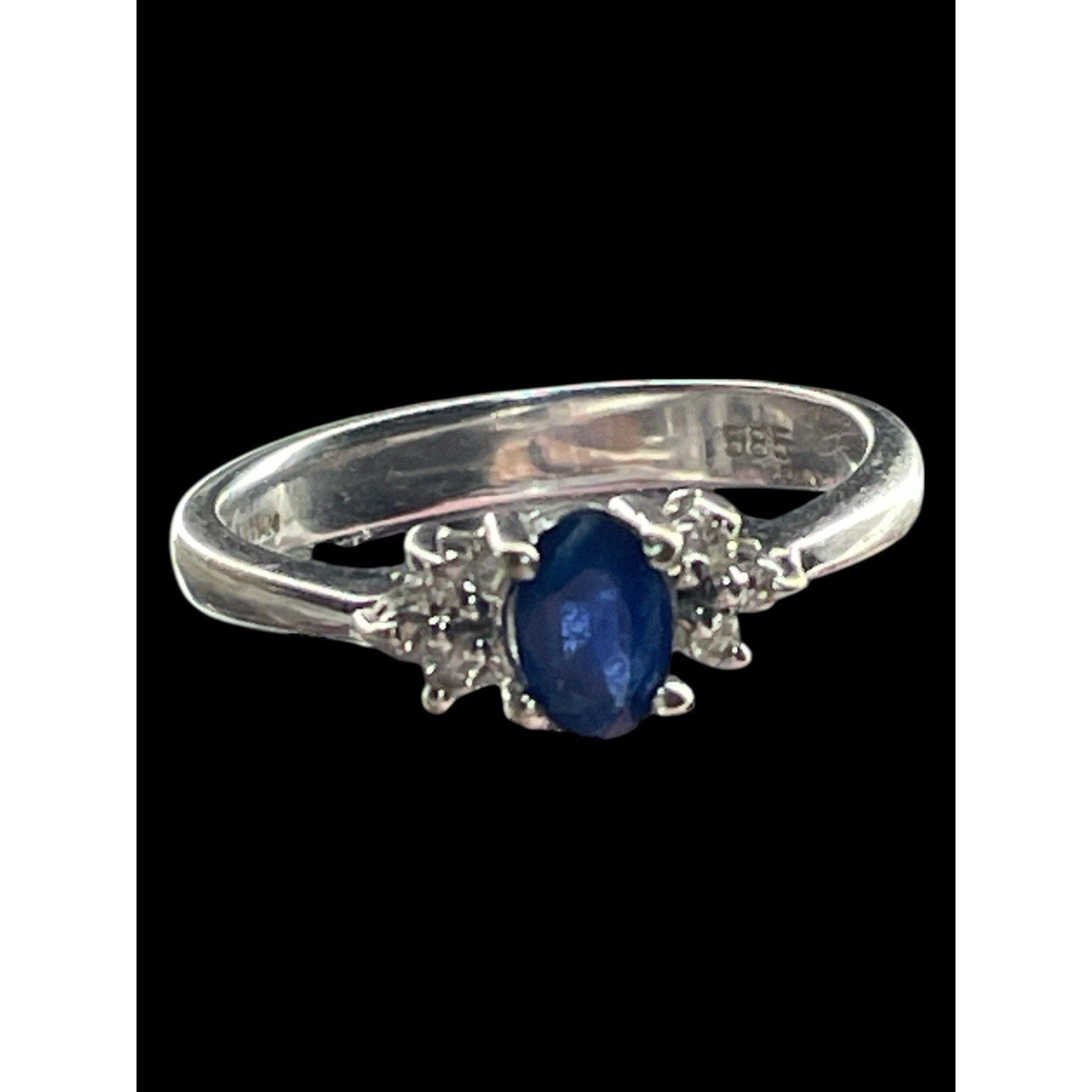 Levian 14k White Gold Blue Sapphire And Diamond Accent Ring Size 6.5